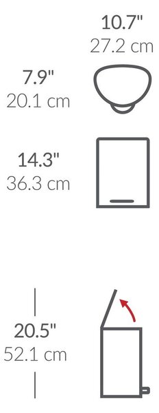 Matne čierny nášľapný kovový odpadkový kôš 6 l – simplehuman