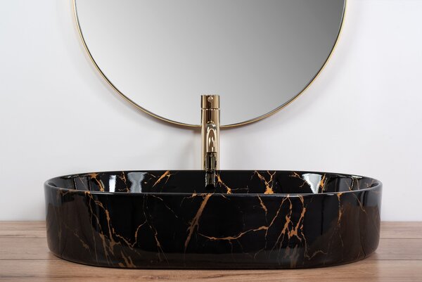 Umývadlo na dosku REA Nadia Black Marble Shiny