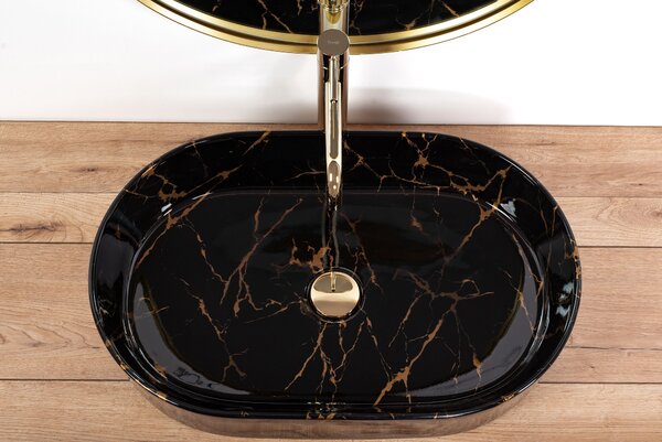 Umývadlo na dosku REA Nadia Black Marble Shiny