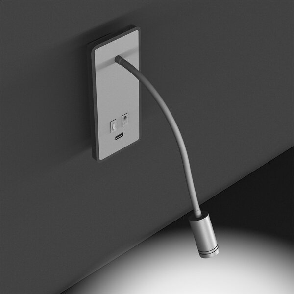 LED flexibilná nástenná lampička s USB BASE LED/8W+LED/2W/230V, biela