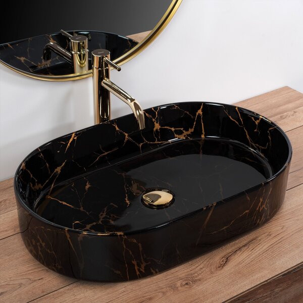 Umývadlo na dosku REA Nadia Black Marble Shiny