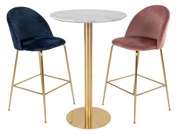 Okrúhly barový stôl s doskou v dekore mramoru ø 70 cm Bolzano – House Nordic