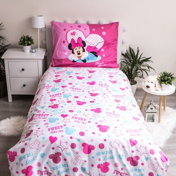 Detské obliečky na jednolôžko z mikrovlákna 140x200 cm Minnie Sweet Like Me - Jerry Fabrics