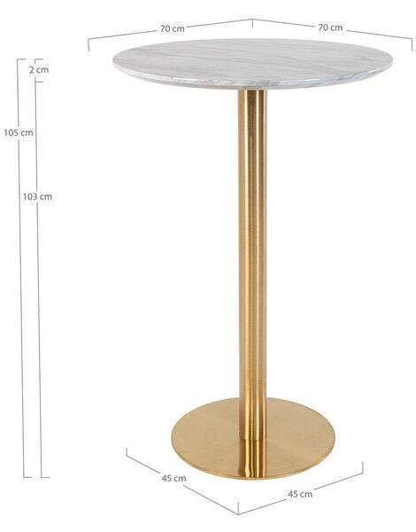 Okrúhly barový stôl s doskou v dekore mramoru ø 70 cm Bolzano – House Nordic
