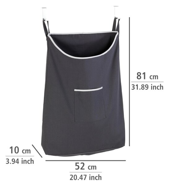 Sivý závesný kôš na bielizeň Wenko Door Laundry, 65 l