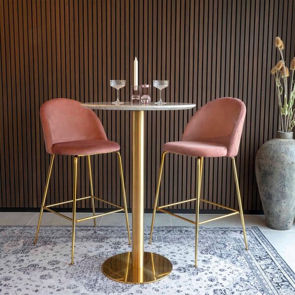 Okrúhly barový stôl s doskou v dekore mramoru ø 70 cm Bolzano – House Nordic