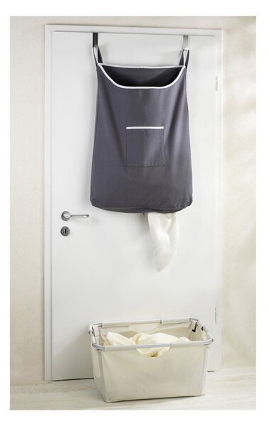 Sivý závesný kôš na bielizeň Wenko Door Laundry, 65 l