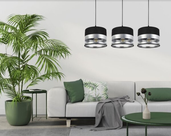 Luster na lanku MILO 3xE27/60W/230V strieborná/čierna