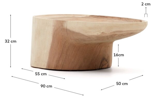 Konferenčný stolík z masívu munggur v prírodnej farbe 50x90 cm Mosi – Kave Home