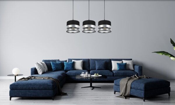 Luster na lanku MILO 3xE27/60W/230V strieborná/čierna