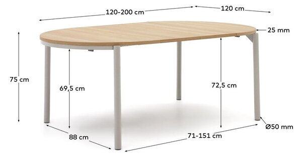 Okrúhly rozkladací jedálenský stôl v dekore duba ø 120 cm Montuiri – Kave Home