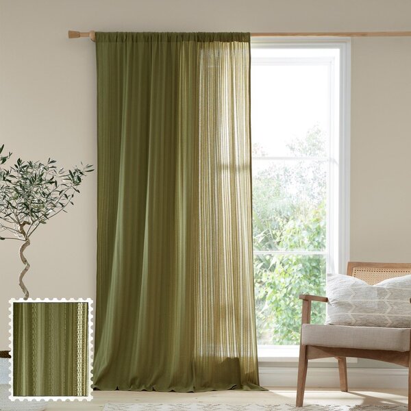 Khaki záclona 140x183 cm Zofia Broderie Anglaise – Pineapple Elephant