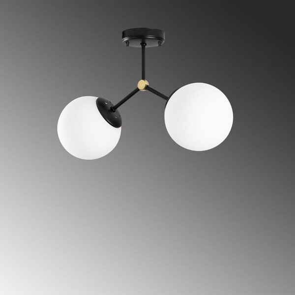 Čierno-biele stropné svietidlo so skleneným tienidlom 15x44 cm Damar – Opviq lights
