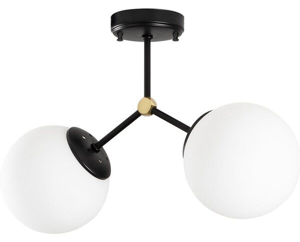 Čierno-biele stropné svietidlo so skleneným tienidlom 15x44 cm Damar – Opviq lights
