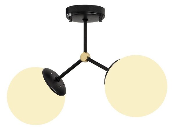 Čierno-biele stropné svietidlo so skleneným tienidlom 15x44 cm Damar – Opviq lights