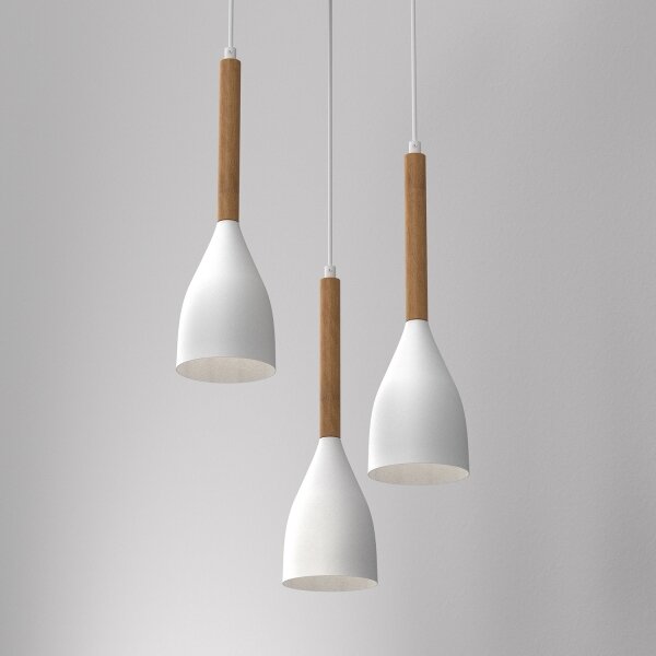 Luster na lanku MUZA NEW 3xE27/60W/230V buk/biela