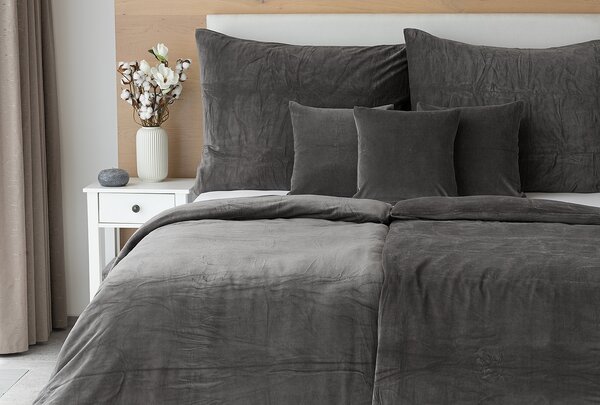 Obliečky ANTRACITOVÉ PREMIUM Bavlněný mikroplyš 1x 140/200, 1x 70/90