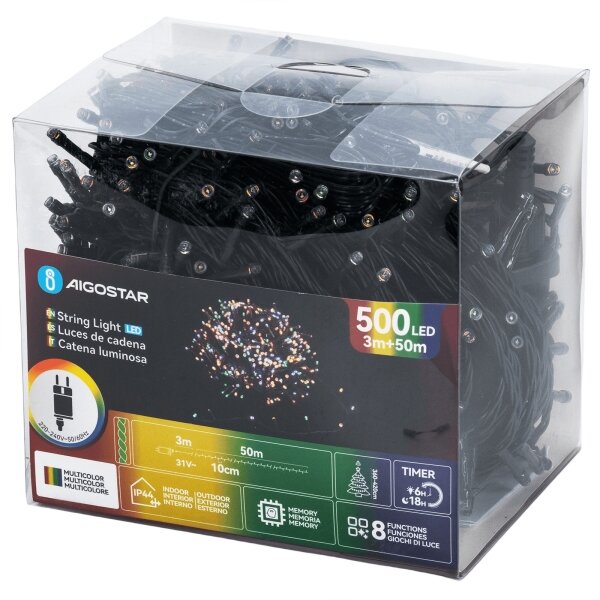 Aigostar - LED RGBY Vonkajší vianočný reťaz 500xLED/3,6W/230V 50m IP44