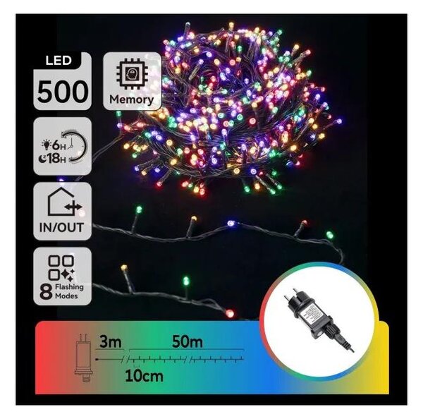 Aigostar - LED RGBY Vonkajší vianočný reťaz 500xLED/3,6W/230V 50m IP44