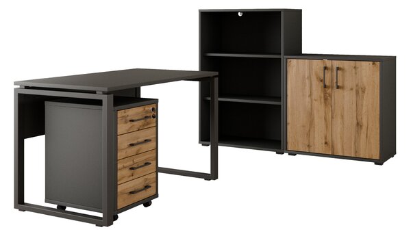 Kancelárska zostava NEJBY GIANNI PREMIUM 3, antracit/dub wotan
