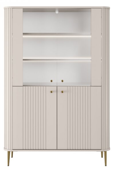 Vitrína Vesper 103 cm štvordverová - kašmír / zlaté nohy