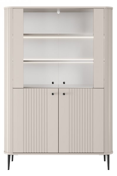Vitrína Vesper 103 cm štvordverová - kašmír / čierne nohy