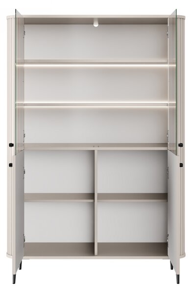 Vitrína Vesper 103 cm štvordverová - kašmír / čierne nohy