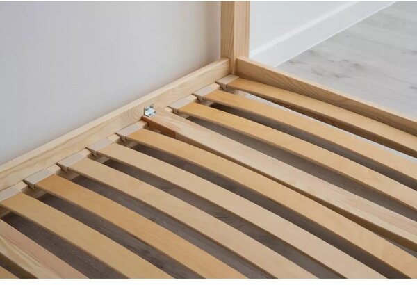 Poschodová detská posteľ s výsuvným lôžkom s úložným priestorom s roštom v prírodnej farbe 90x200 cm CLPBN – Adeko