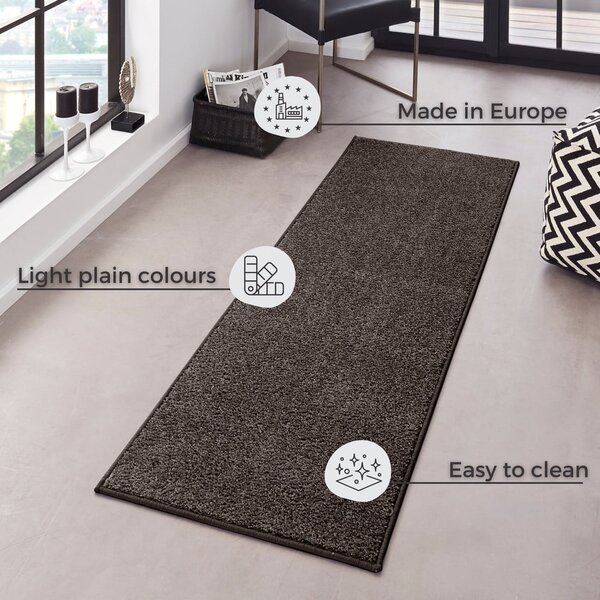 Antracitovosivý behúň Hanse Home Pure, 80 x 400 cm