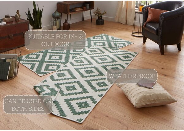 Zeleno-krémový vonkajší koberec NORTHRUGS Malta, 80 x 250 cm
