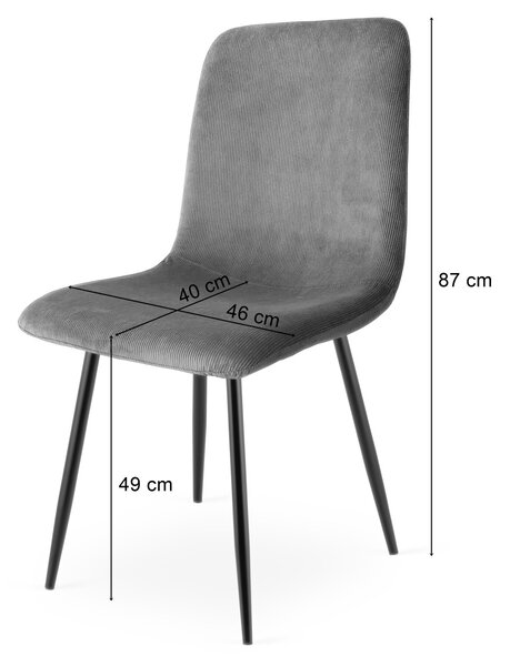 Sivá jedálenská stolička RIFT s čiernymi nohami