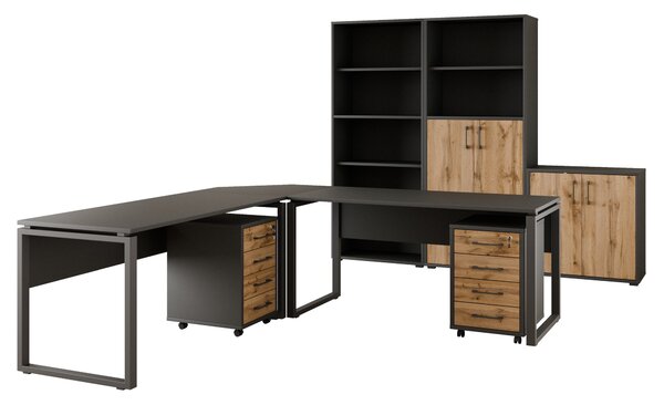 Kancelárska zostava NEJBY GIANNI PREMIUM 5, antracit/dub wotan