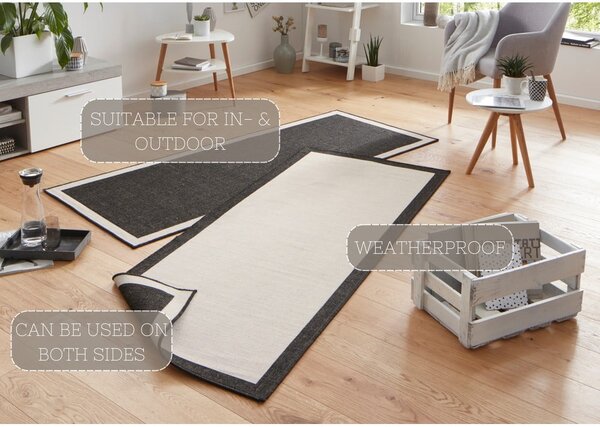 Čierno-krémový vonkajší koberec NORTHRUGS Panama, 80 x 250 cm
