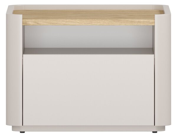 Nočný stolík Elivo 50 cm so zásuvkou - kašmírová / dub olejovaný