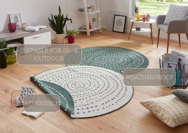 Zelený obojstranný vonkajší koberec NORTHRUGS Bali, Ø 140 cm