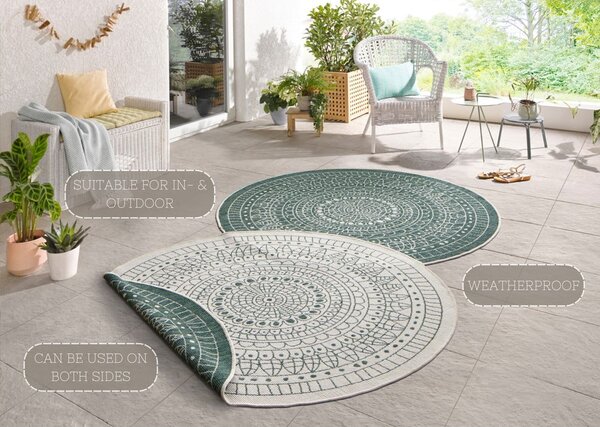 Zelený vonkajší koberec NORTHRUGS Porto, ø 140 cm