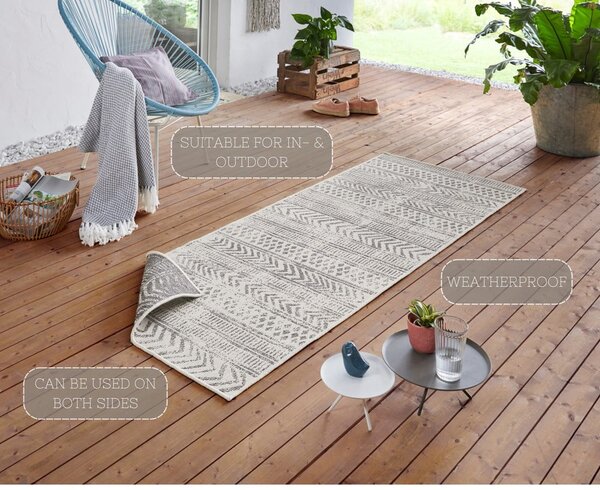 Sivo-krémový vonkajší koberec NORTHRUGS Biri, 80 x 250 cm