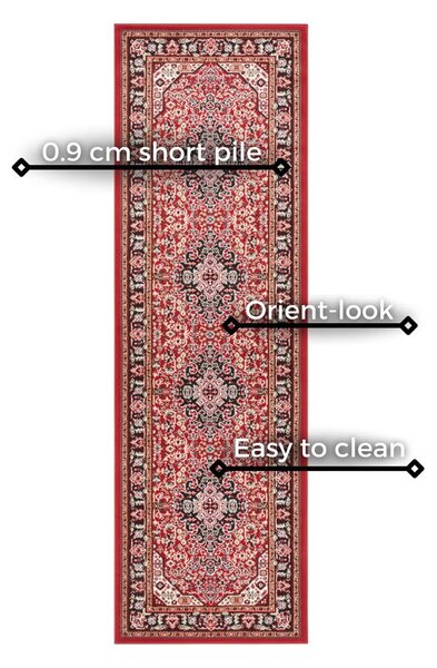 Červený behúň Nouristan Skazar Isfahan, 80 x 250 cm