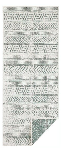 Zeleno-krémový vonkajší koberec NORTHRUGS Biri, 80 x 350 cm