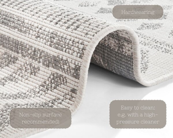 Sivo-krémový vonkajší koberec NORTHRUGS Biri, 80 x 250 cm
