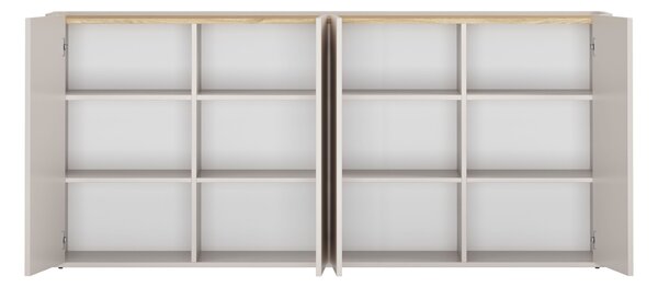 Komoda Elivo 200 cm štvordverová - kašmír / olejovaný dub
