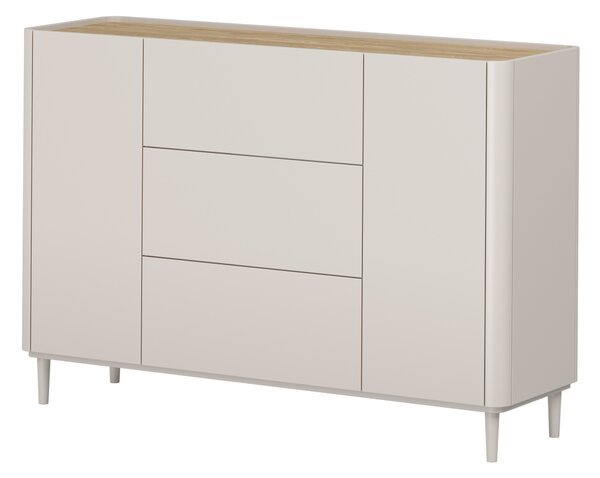 Komoda Elivo 150 cm so zásuvkami na nožičkách - kašmír / olejovaný dub