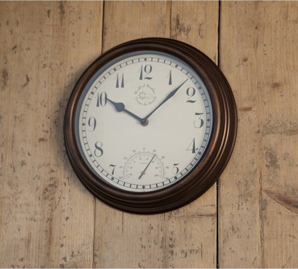 Vonkajšie nástenné hodiny s teplomerom Esschert Design Time
