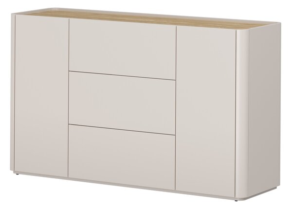 Komoda Elivo 150 cm so zásuvkami - kašmír / olejovaný dub