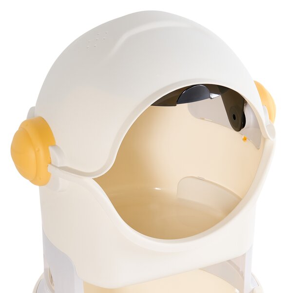 Organizér na hračky svetlobéžový syntetický materiál detský plastový regál s košíkmi v tvare astronauta