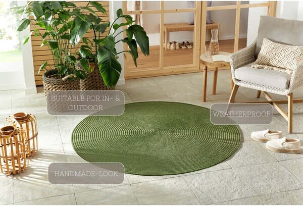 Zelený okrúhly vonkajší koberec ø 150 cm - NORTHRUGS