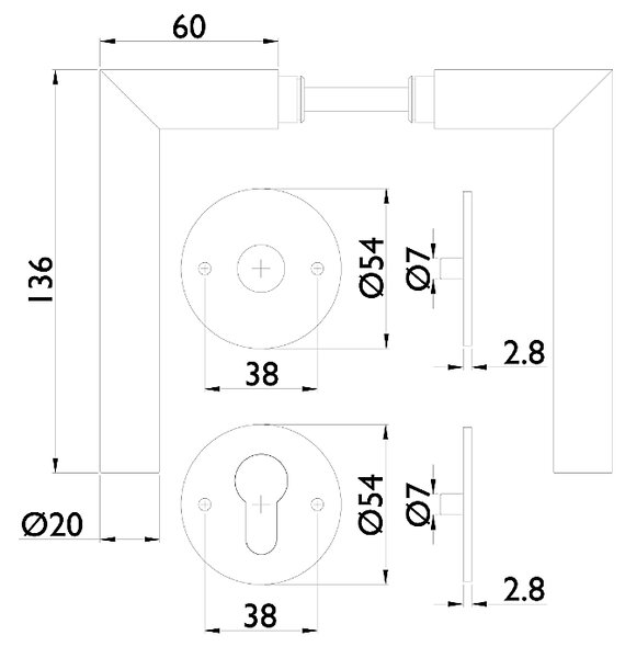 Dverové kovanie TWIN VISION H 1802FL FAST LOCK (E), KL kľučka smeruje vľavo, Twin E (nerez matná)