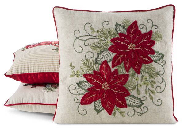 VIANOČNÁ DEKORAČNÁ OBLIEČKA NA VANKÚŠ POINSETTIA 45X45 CM VZOROVANÁ