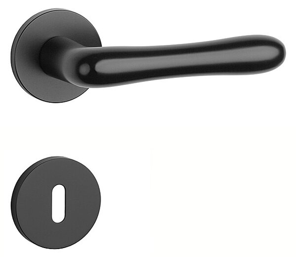 Dverové kovanie MP Cynia - R 7S (BS - Čierna matná), kľučka-kľučka, Otvor na cylindrickú vložku PZ, MP BS (čierna mat)
