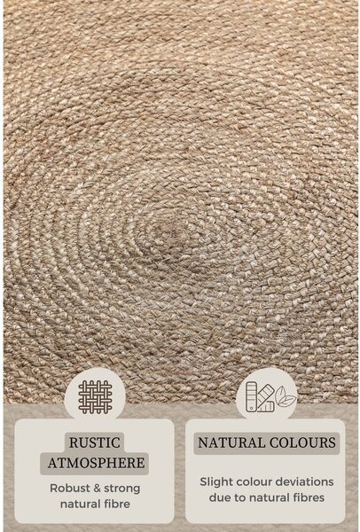 Sivobéžový obojstranný jutový okrúhly koberec ø 200 cm Braided – Hanse Home